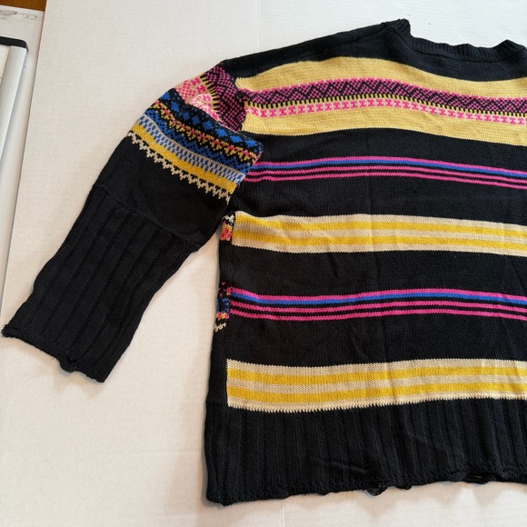 Easel Black Cozy Grandma Core Chic  Multicolor Patterned Sweater Size 1X - Picture 16 of 16